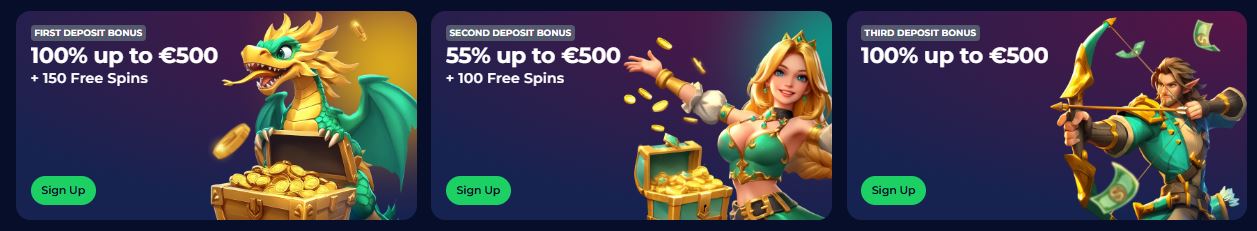 Get triple deposit bonus on first three deposits