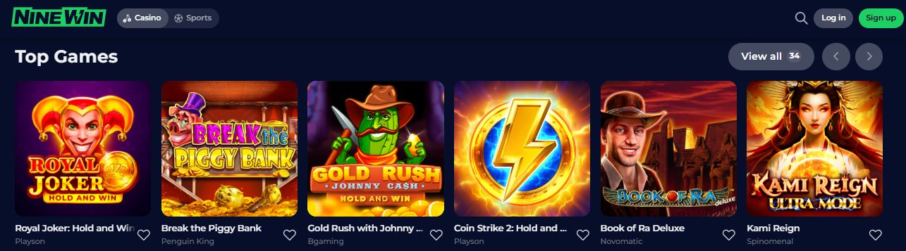 Spin popular slot games including Book of Ra